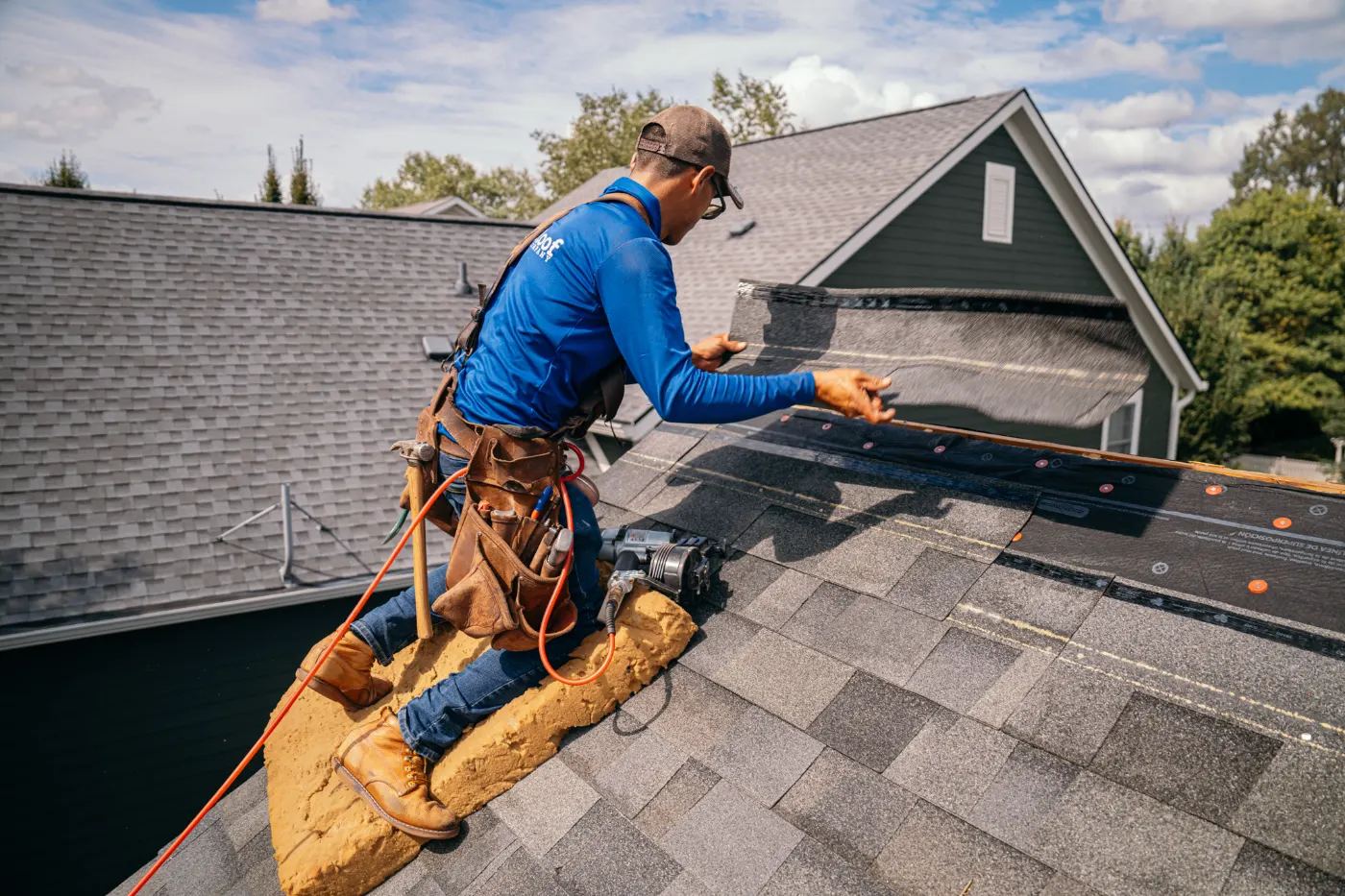 Tarping and dry-in on a Boggstown commercial roof
